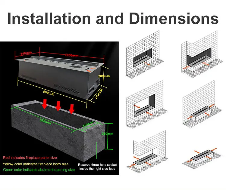 Electric Fireplace, 3D, 110-240V, 100W - detail 14