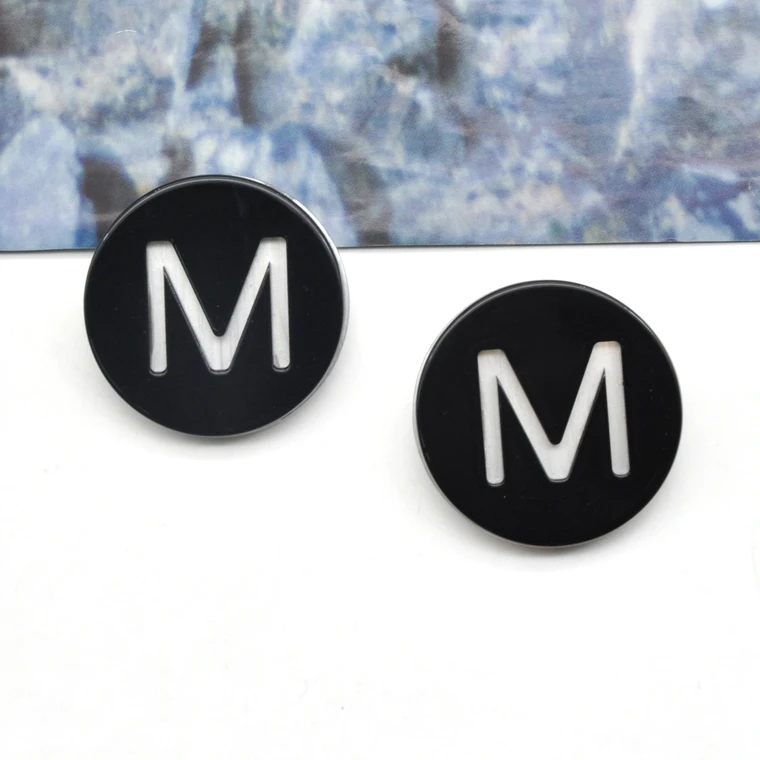 Custom acrylic color M letter stud earrings