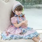 Children MKMN Children Wear European Blue Pink Short Sleeve Beautiful Boutique Cotton Spanish Girl Dresses For Kids