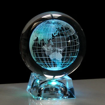 Creative Custom 3D Laser Carved Earth Globe Crystal Balls For Business Gift