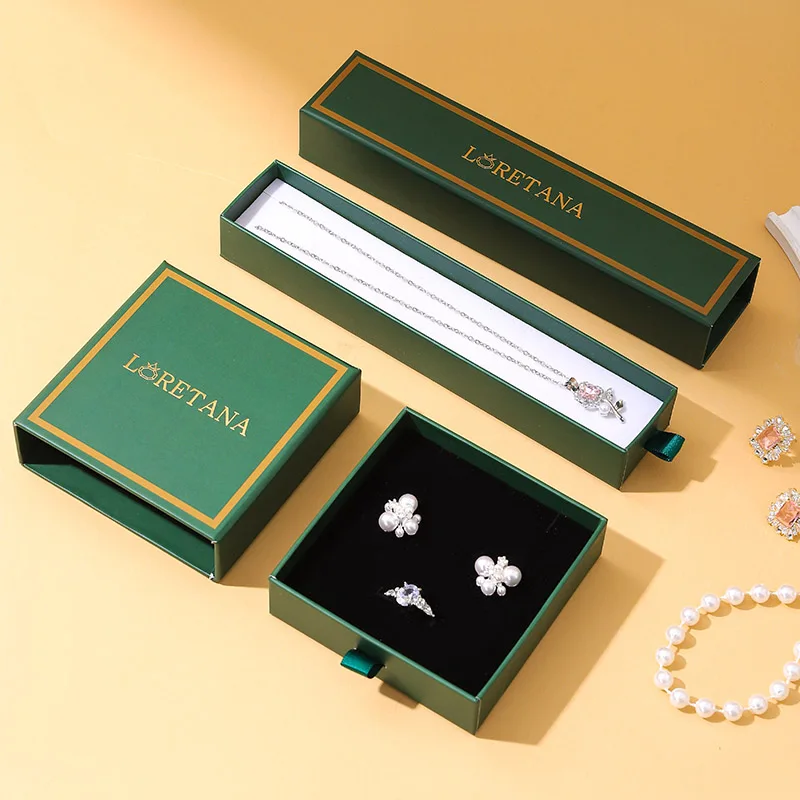 product a1 2026jb039 green luxury button closure drawer jewelry box with custom logo packaging for necklace ring earring-7