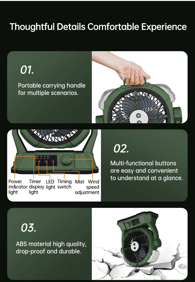 Rechargeable Fan, Portable, LED - detail 16