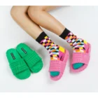 Super Comfortable Thick Sole Fashion Slippers Green Terry Towel Velvet Cross-border Platform Women Slides