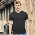 Blank T Shirt V Neck Black Tshirts Custom Blank Mens T Shirt Soft Bamboo Fabric Undershirt V Neck Black T Shirt