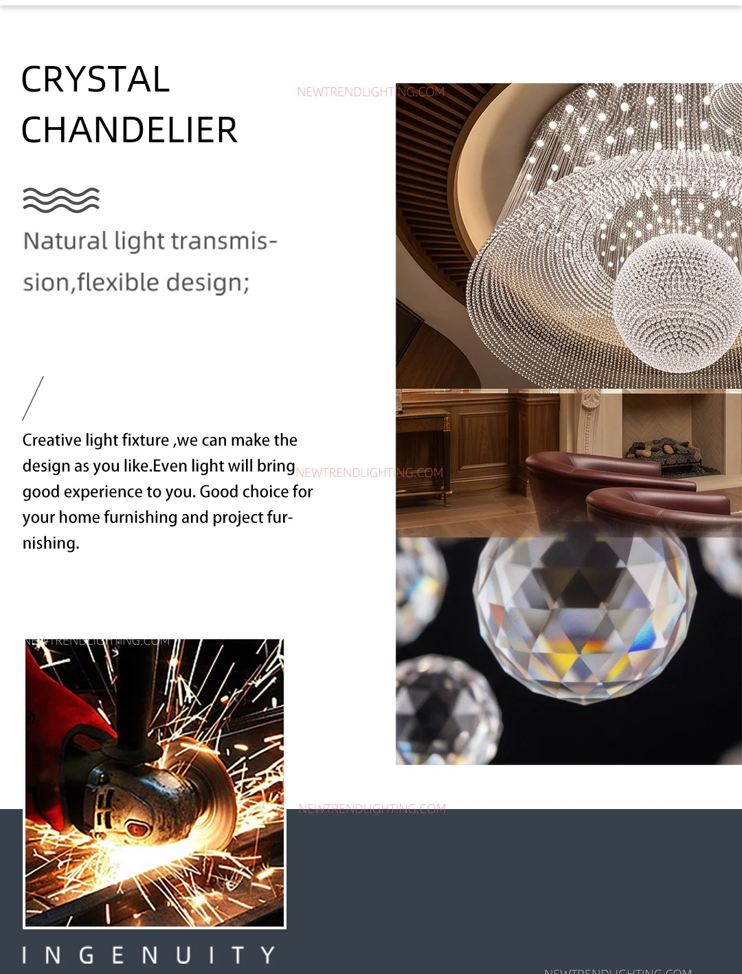 cpl 522 custom cascading crystal chandelier luxury architectural led lighting manufacturer for hospitality projects-1