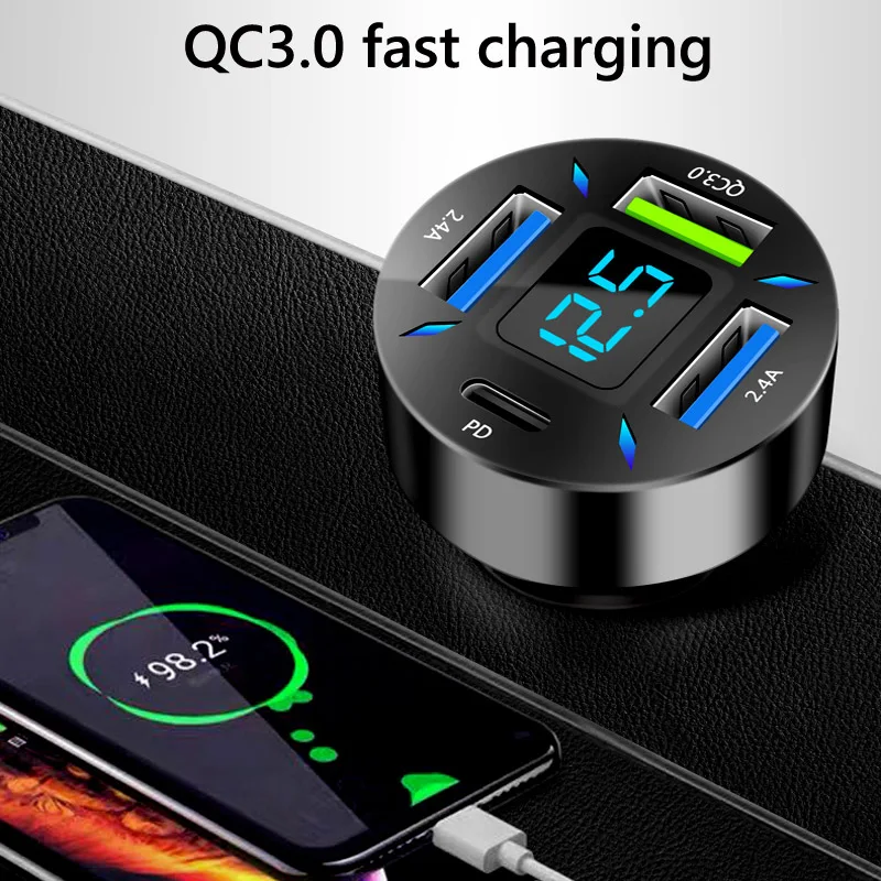 W Ports Usb Pd Quick Car Charger Qc Type C Cigarette Lighter