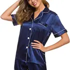 Sleepwear New Style Customized 22 Mm Wholesale Short Sleeves 100% Real Silk Satin Women's Breathable Sleepwear