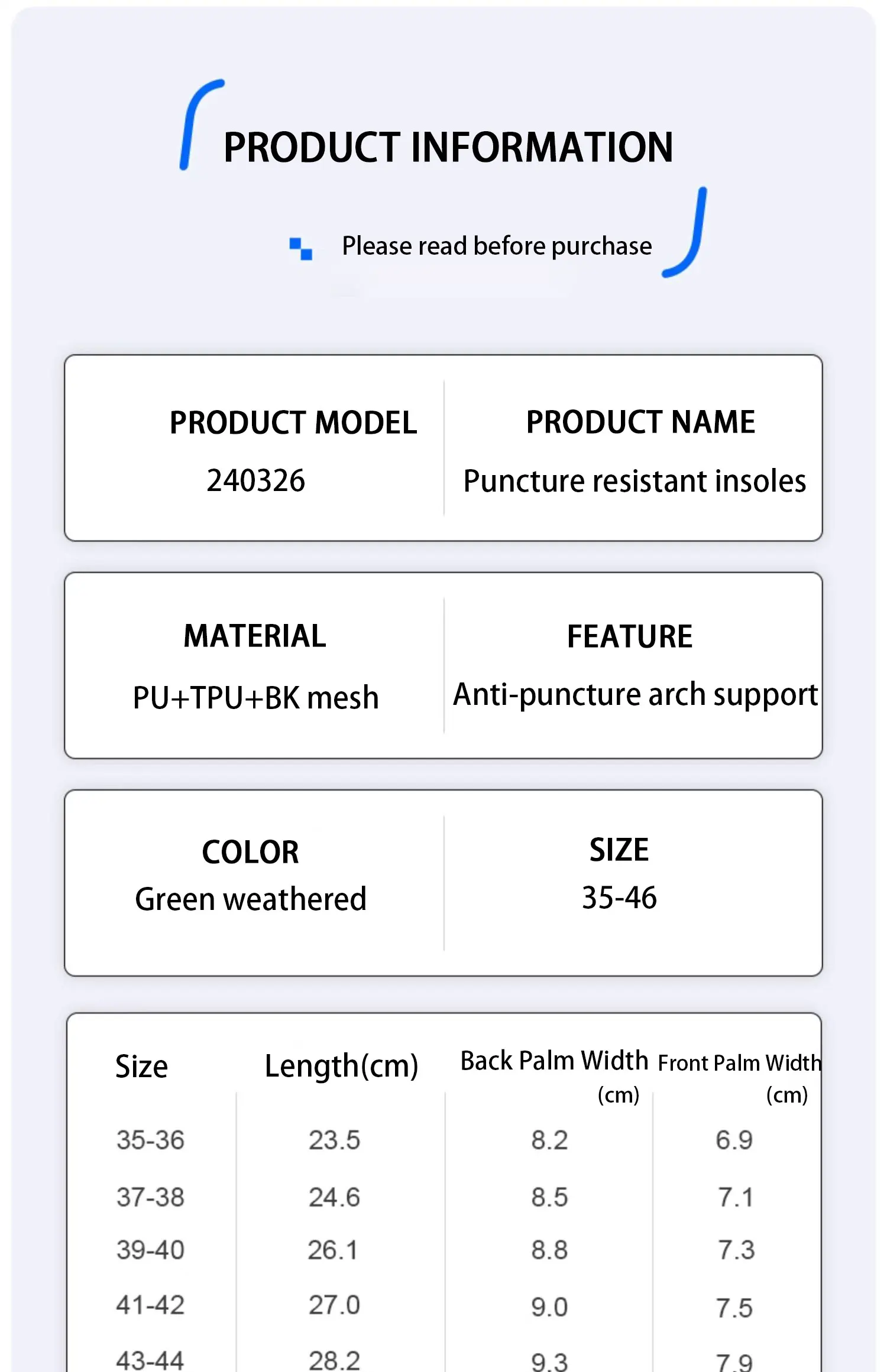 Custom Anti Puncture Insoles for Safety Work Shoes Custom Anti Puncture Insoles for Safety Work Shoes