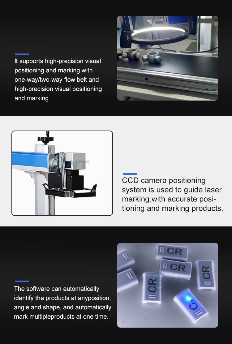 Flying Fiber Co2 Uv Laser Marking Machine With Visual Positioning