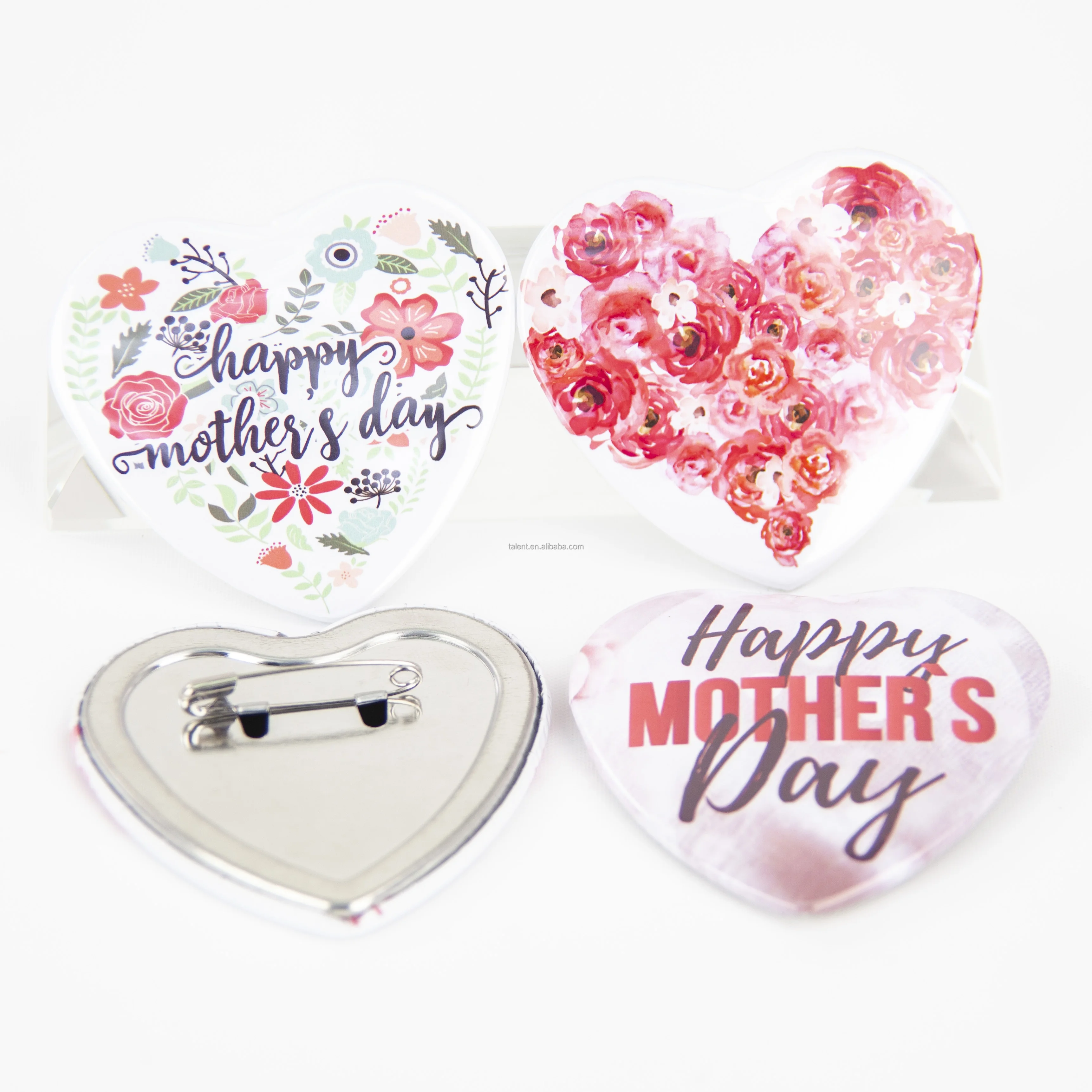 wholesale high quality heart shape DIY metal pin button badge