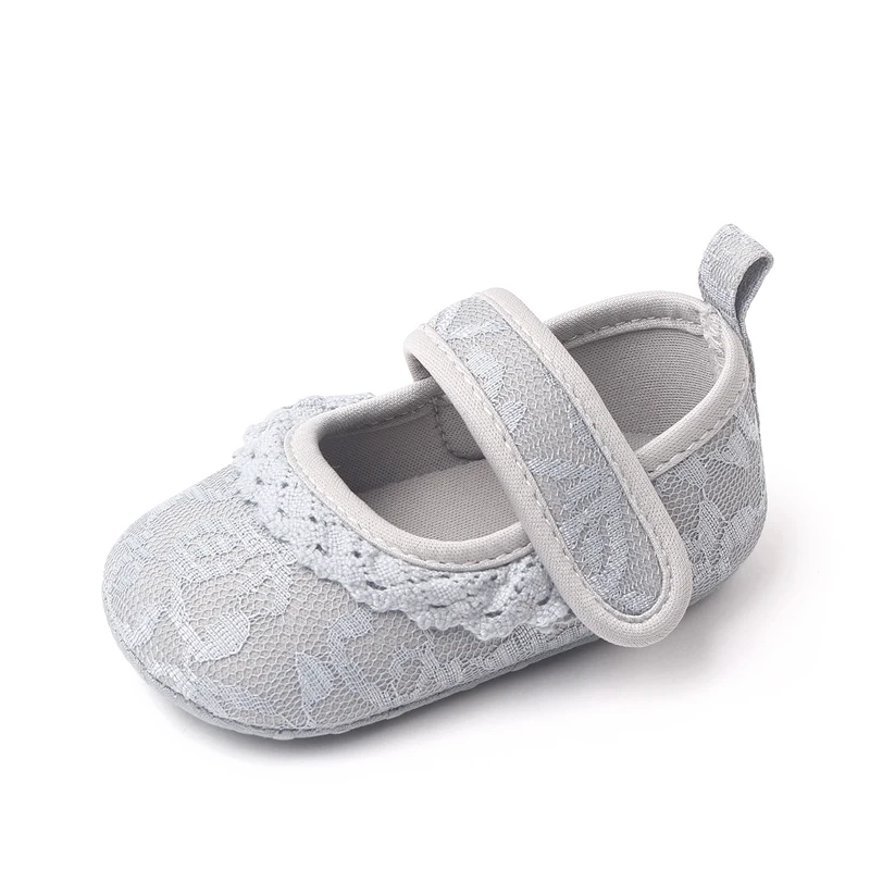 Baby Girls Solid Color Embroidered Lace Edge Soft Soled Comfortable Infants Princess Step Shoes manufacture