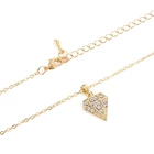 Pendant Fashion Jewelry For Women's Beautiful Crystal Gold Chain Diamond Shaped Pendant Necklace