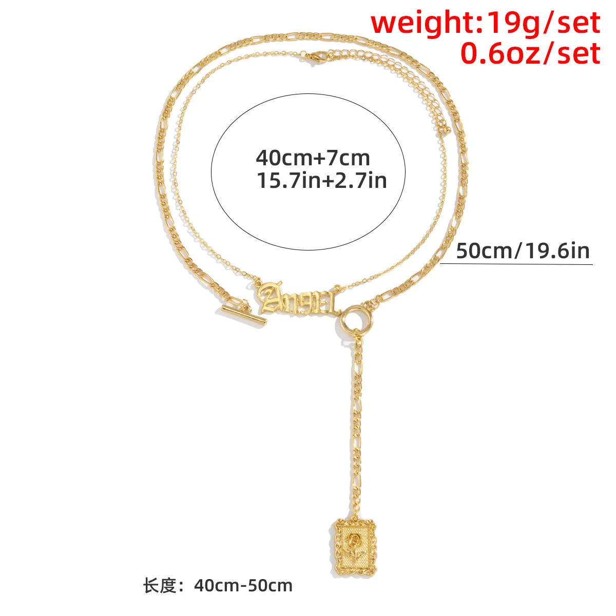 Fashion long  tassel necklace letter pendant clavicle chain creative OT buckle jewelry set wholesale