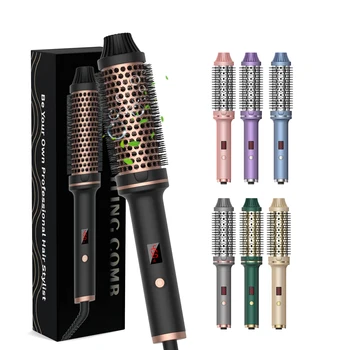 Ceramic LCD Thermal Hair Brush Negative Professional Thermal Ionic Brush Electric Curling Blowout Brush Hot Comb