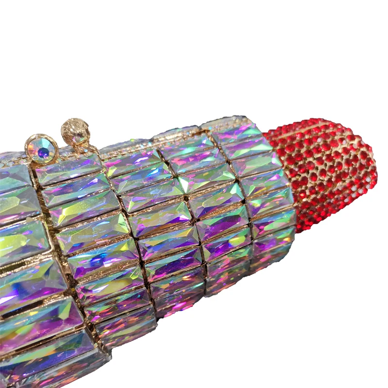 Hot Selling Lipstick Purse Rhinestone Clutch Lipstick Rhinestone Bag