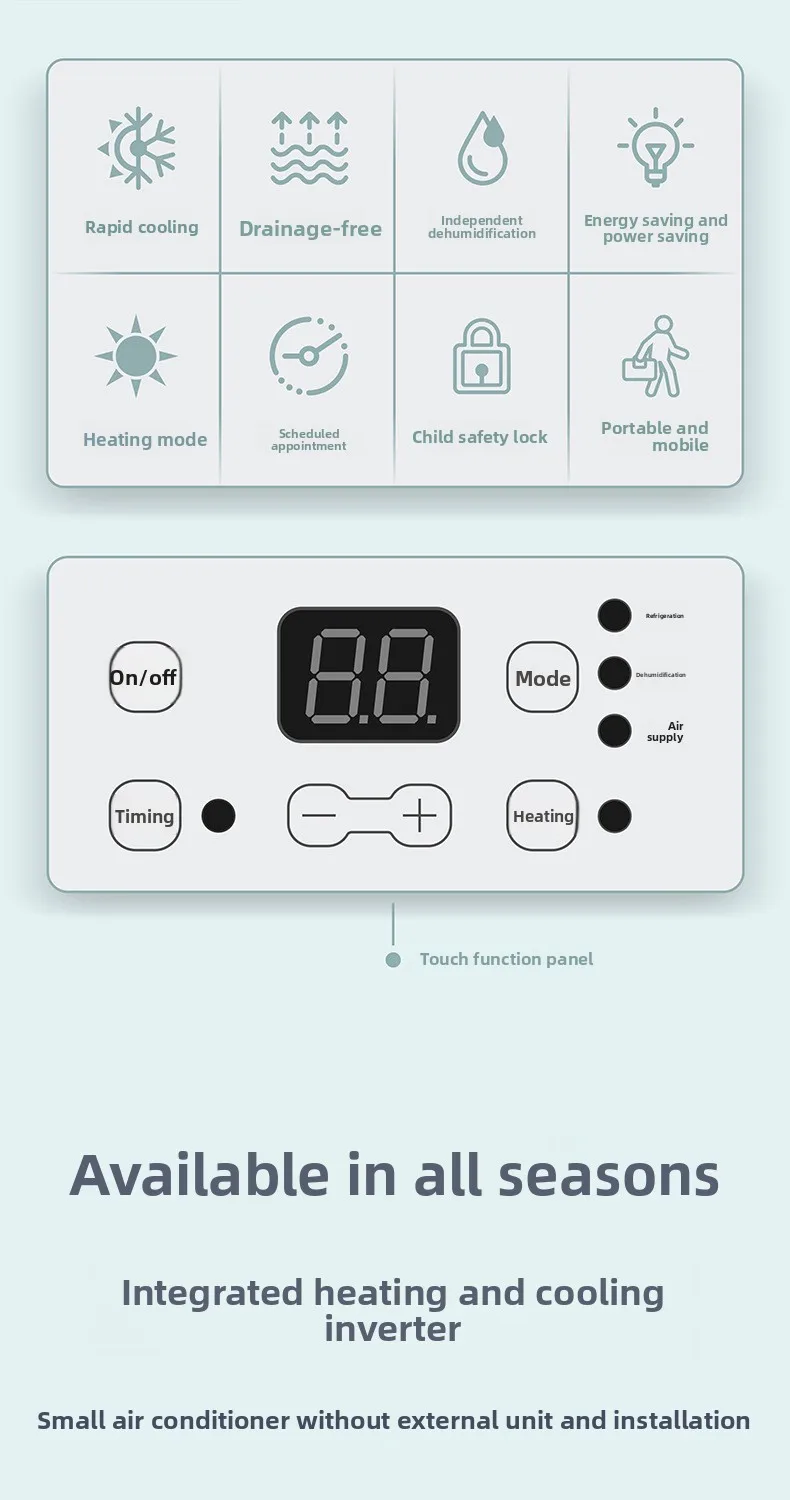 Window Air Conditioner, Portable, 3400BTU, Battery - detail 10
