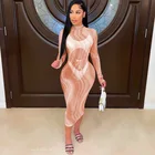 Summer Summer Dress In 8 Colors Tight Bodycon Mesh Dress Sexy Perspective Sheer Long Sleeved Maxi Dress