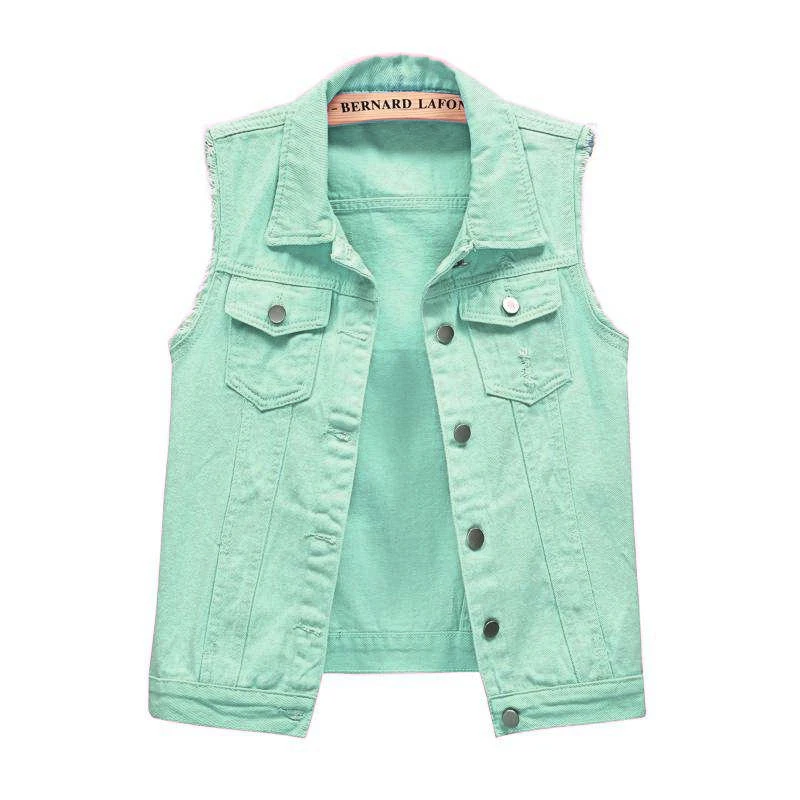 Plus Size Women's Casual Clothing Slim Raw Selvedge Short Vests Denim Jeans Motorcycle Jacket Ladies' Cowboy Vest in Sizes 6XL details