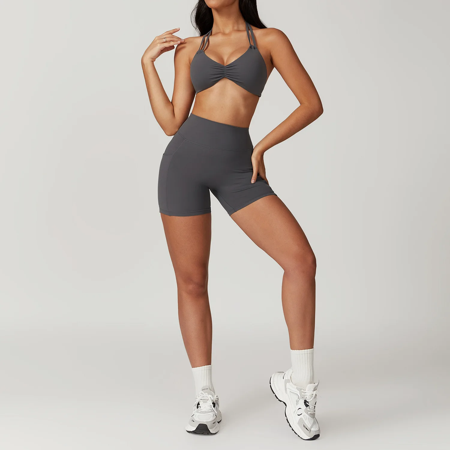 Wholesale Sportswear Clothings 3 Piece Sports Bra Set Gym Fitness Sets Activewear Women Yoga Shorts Sets Fitness Clothing Women