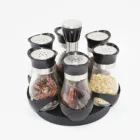 Pepper Rotating Stainless Steel Cruet Condiment Spice Jars Set Salt And Pepper Seasoner Rotating Spice Rack