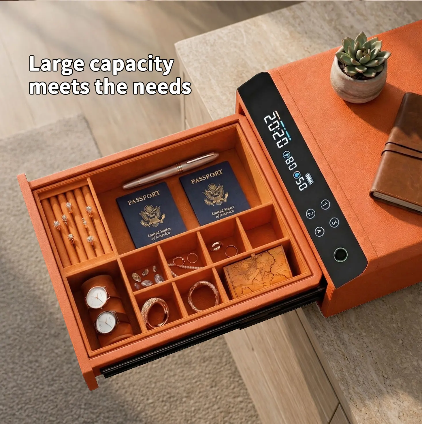 dr 1271 ft smart digital fingerprint smart safe box leather bluetooth drawer safe jewelry watch winder key safe box-9