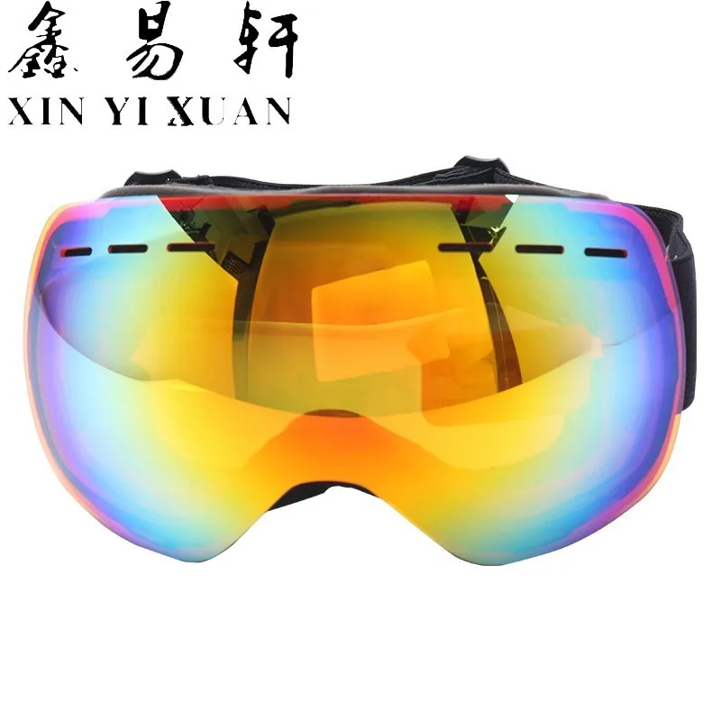 Unisex Large Spherical Magnetic Ski Goggles with Double Anti-Fog for Outdoor Snowboarding