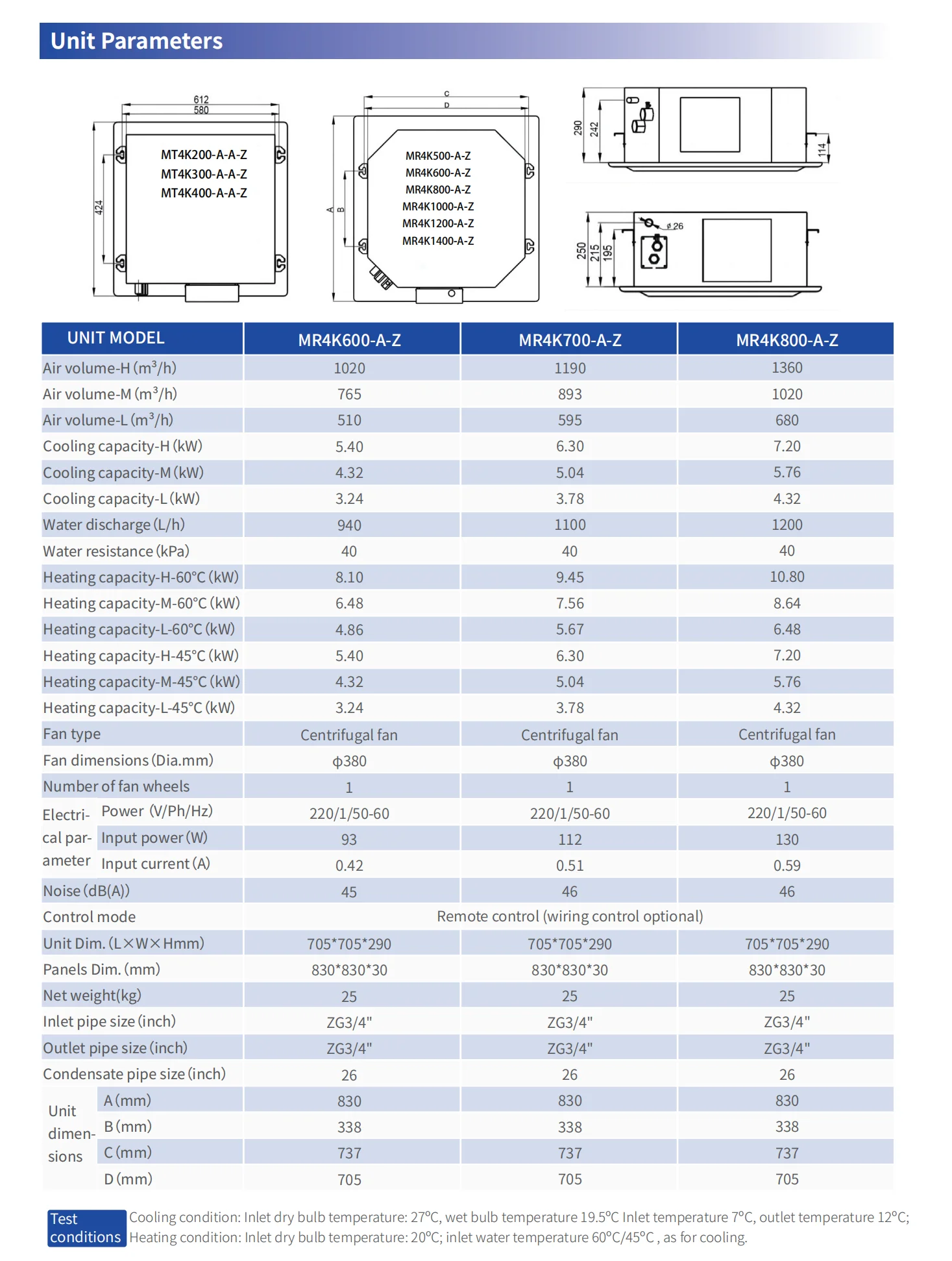 Inverter Motor, Ceiling, Units700CFM, MR4K700-A-D - detail 8