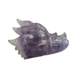 Carved High Quality Natural Purple Fluorite Crystal Carved Dragon Skulls For Crafts