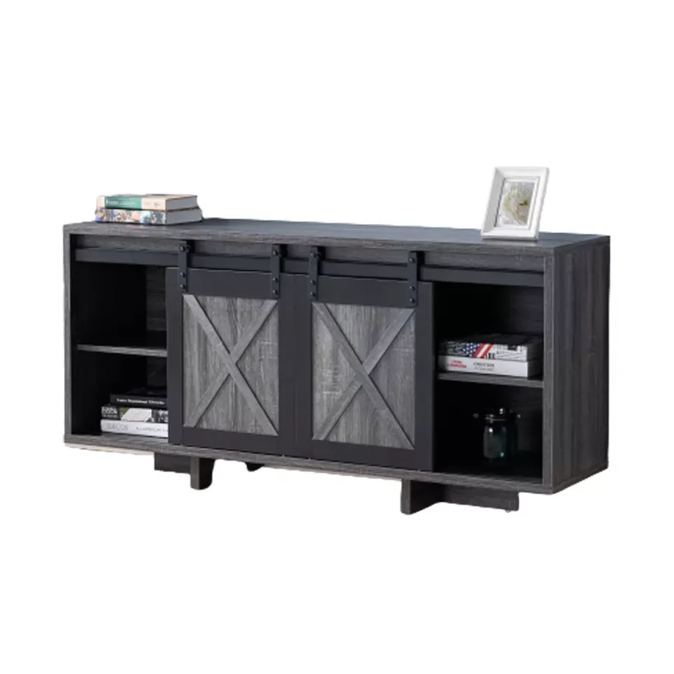 Classic Design Grey and Black Color Living Room Furniture Shake Door Sliding Door TV Cabinet Table