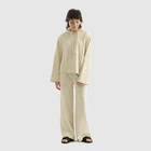 Vintage Sweatshirt Vendors Tracksuit Long Sleeves Pullover 2 Piece Set Sweat Pant Suit Beige Sudaderas Hoodie For Ladies