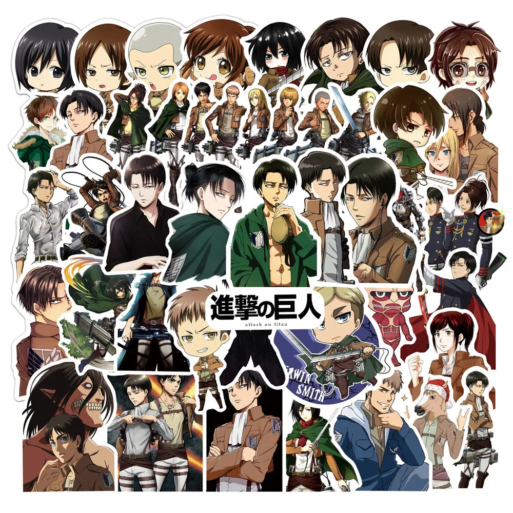 ZXY Attack On Titan Sticker Anime Icon Animal Sticker Gift for Children to Laptop Suitcase Bicycle Car PVC Decal Sticker 100 Pcs 