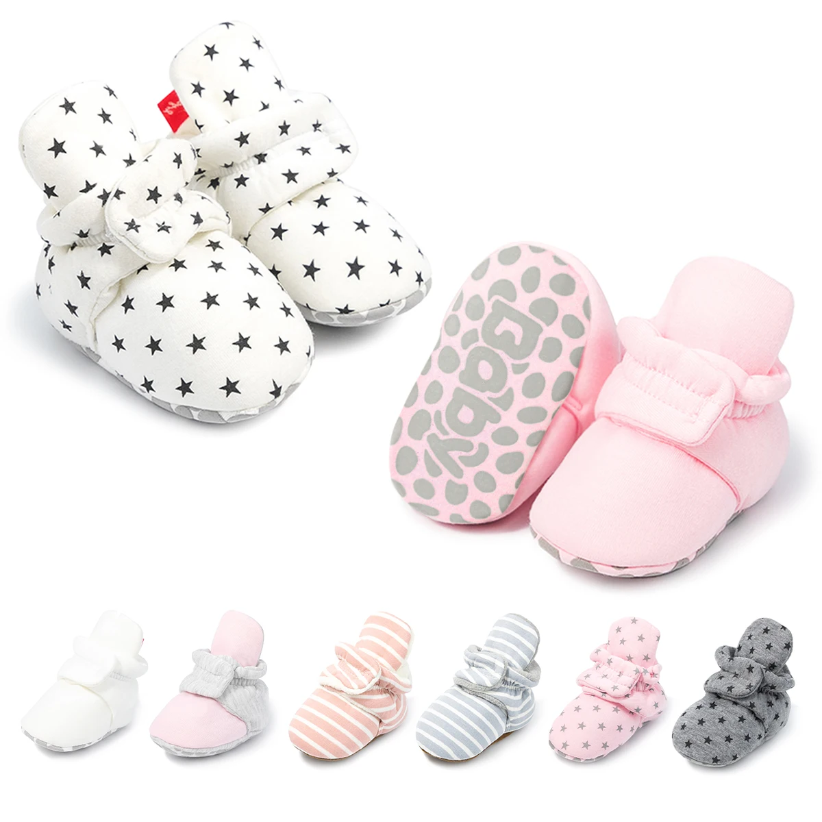 Warm Cotton Fabric Stars Print 0-18 Month Baby Girl Boots Shoes Baby Booties Baby Socks Shoes