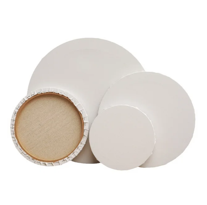 Round Shape Stretched Canvas Board with Pine Wooden Frame for Oil Painting - 280g/380g Thickness & Eco-Solvent Latex UV Ink Support