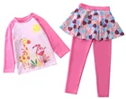 Girls Long Sleeve Swimsuits Skirt 2-Pieces Rash Guard Set Sun Protection UV 50+