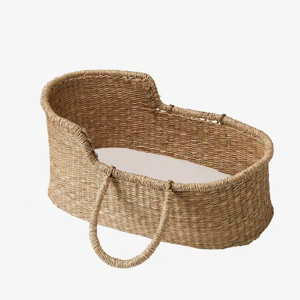 High Quality Doll Rattan Rocking Bassinet Mini Beige Rattan Bed For