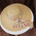 Raffia Straw Floppy Hat Flower Pattern Chiffon Trimming Character CPAL2101 Copisoya Printed Adults CN ZHE Female 57cm