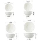 New Style Wholesale 230ml 365ml 610ml 870ml Durable Ceramic Porcelain Salad Bowl White Porcelain Salad Bowl
