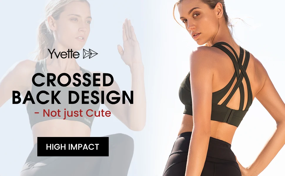 Yvette Sports Bras for Women High Support Sexy Criss Cross Back