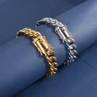 Jewelry High Polished 18K Gold Plated Jewelry Set Bracelet Stainless Steel Necklace Women Men