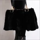 Handbag Winter Fashion Women Tote Bag Black Luxury Lady Fur Handbag