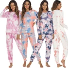 Sleepwear TD Hot Sell Pyjama Set Tie Dye Color 2 Piece Pants Set Long Sleeves Pullover Women Sleepwear Set