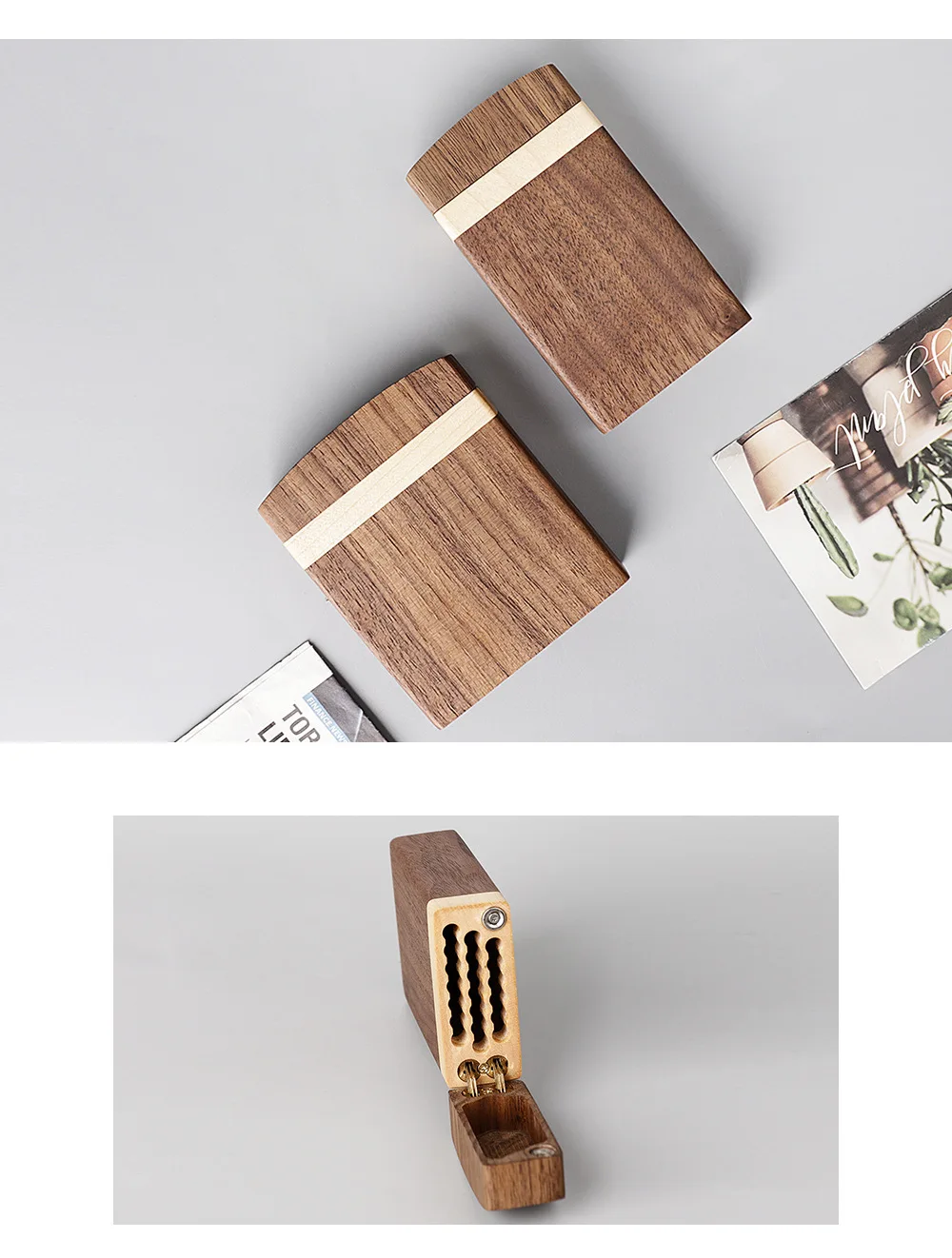 Clamshell Creative Solid Wood Cigarette Box Smoking Accessories 10