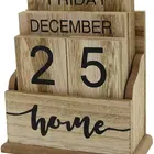 Calendar Week Wooden Flip Permanent Desktop Calendar Display Calendar Week Month Day Home Office Decoration