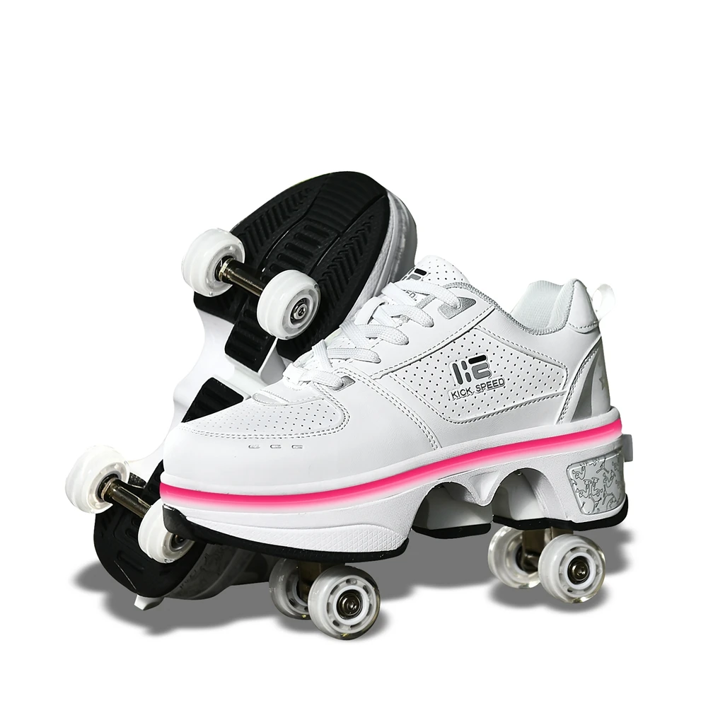 deformation kids kick wheel roller shoes , 4 wheels kick sport roller skates shoes , 4 four wheels kick roller shoes for kids