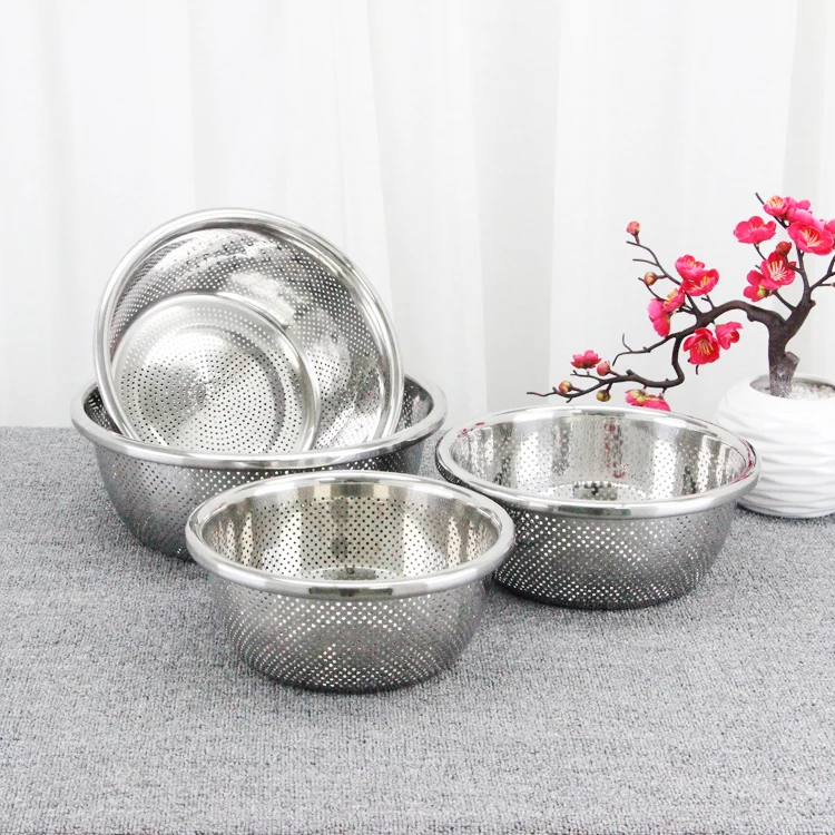 Hot Sale Stainless Steel Kitchen Metal Sink Strainer Basket Rice/Fruit Sieve Colander_1
