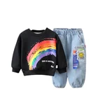 Design Kids Boys Fashion Design Kids Casual Suit Sweatshirt Jean Pants 2 Pieces Boys Clothing Sets