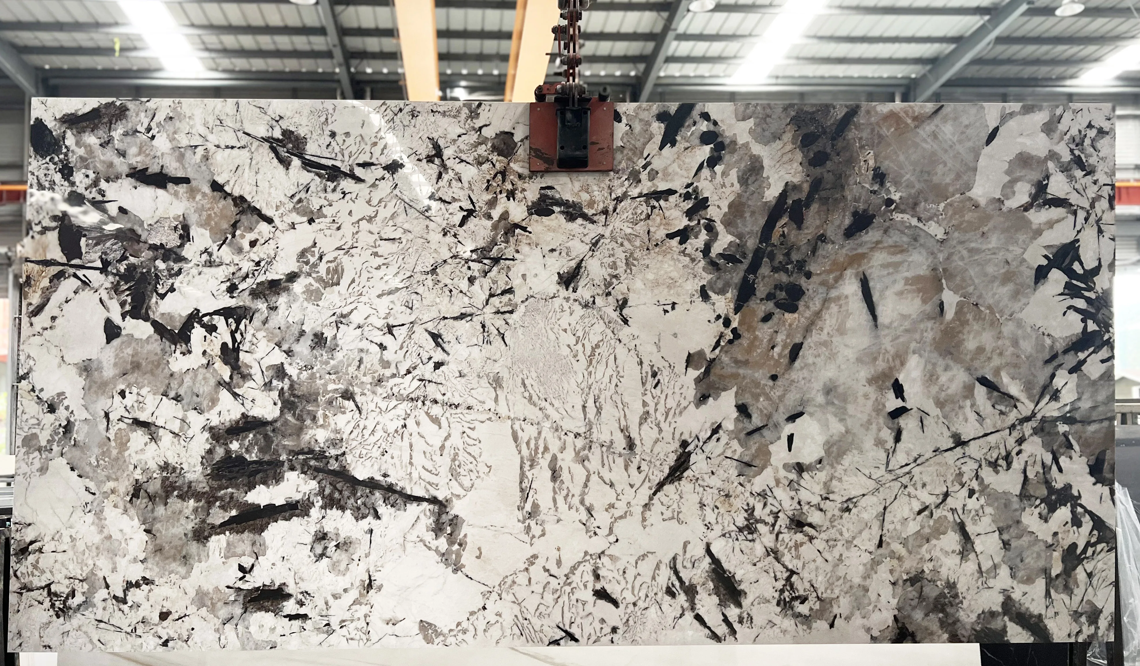 Zgstone Calacatta White Black Artificial Slabs Stone Factory Customized