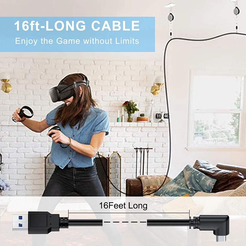 5 meter USB type c VR cable for oculus quest 2 link usb3.0 c to c VR cable