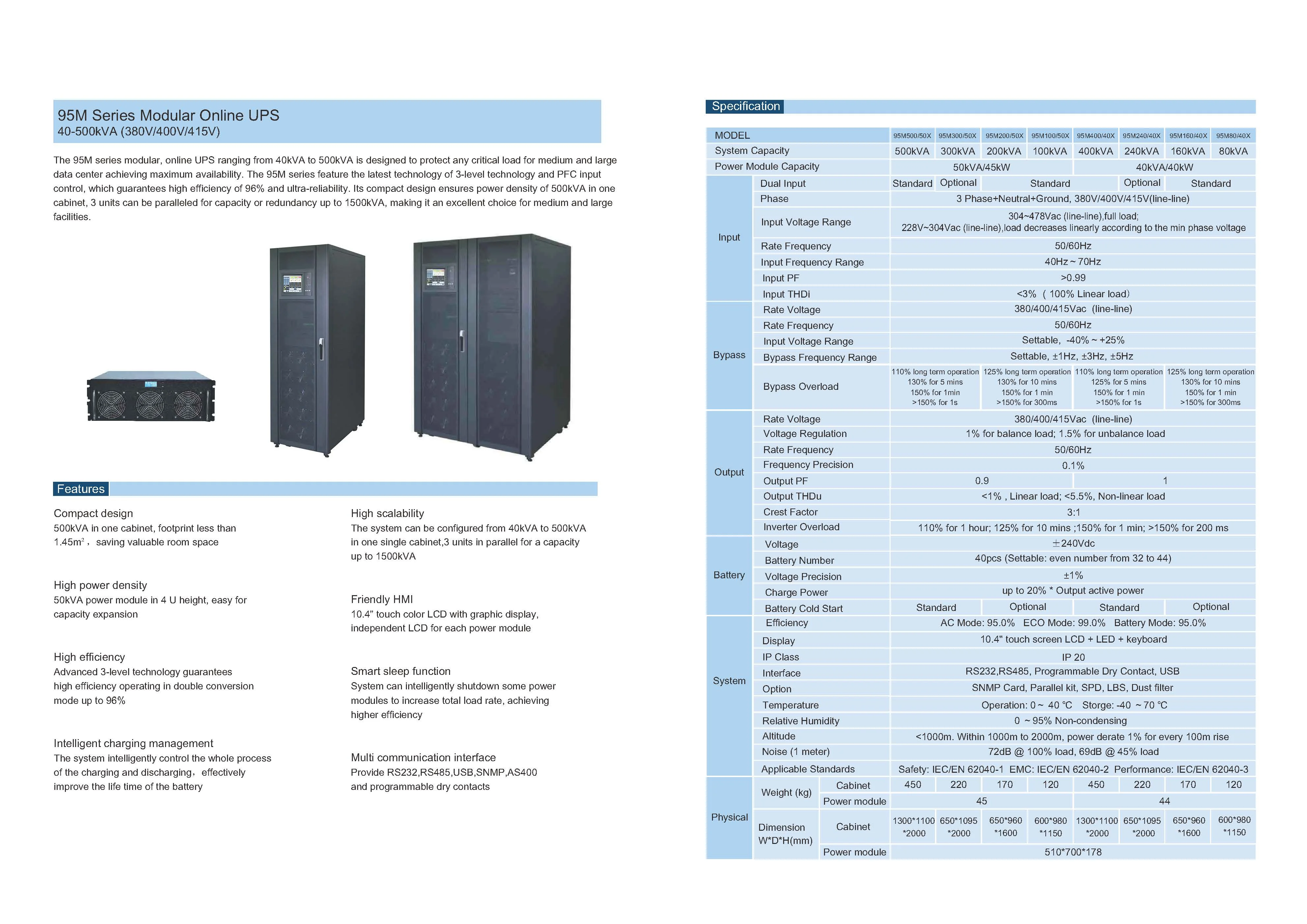 20KVA 40KVA 60KVA 100KVA 380vac pure sine wave 3 phase online modular ups