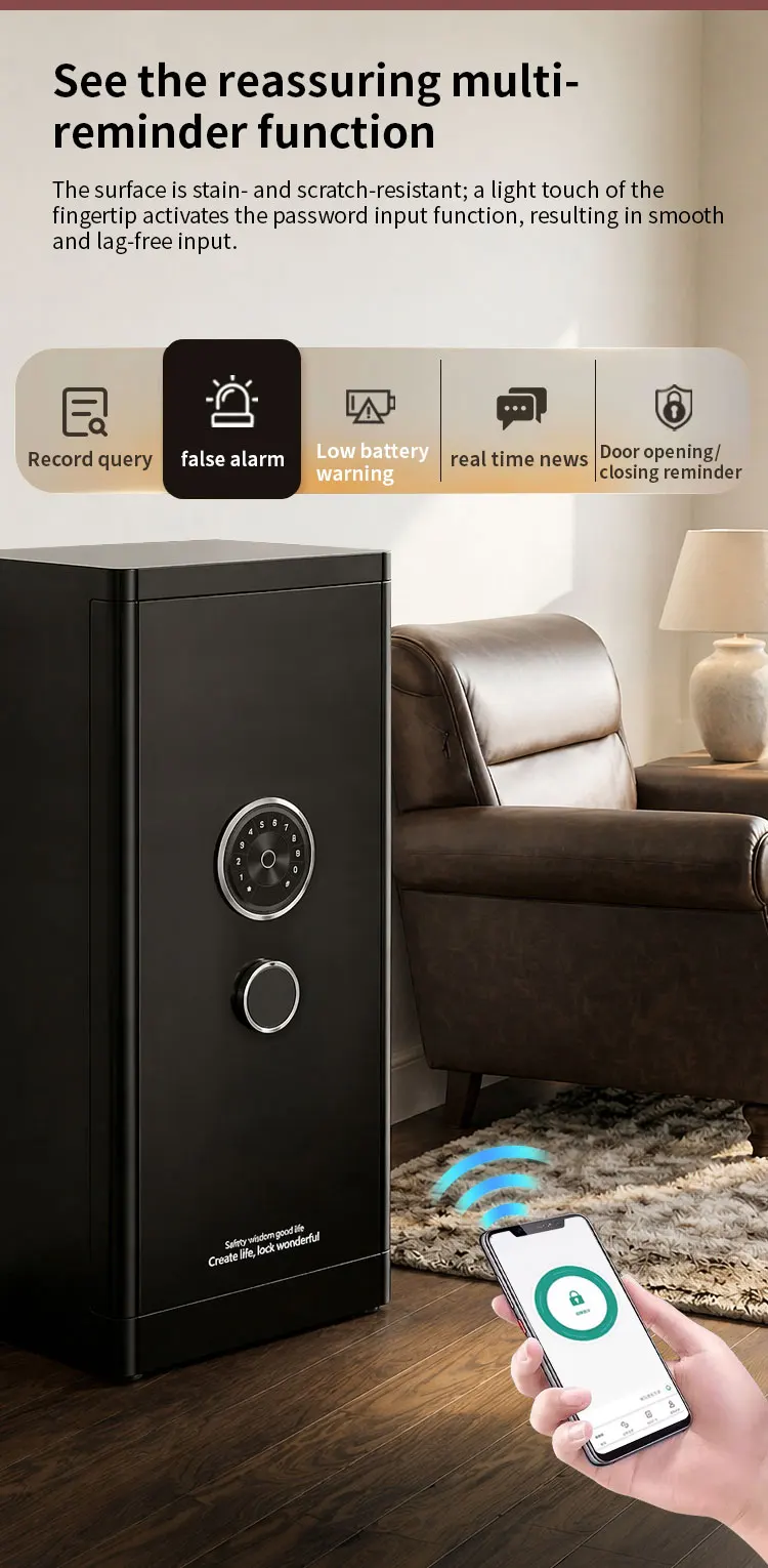 product ceqsafe face recognition tuya app wifi electronic digital fingerprint lock smart safe box for hotel home use-8